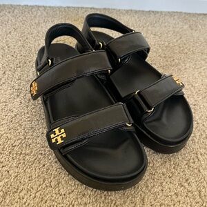 Tory Burch Kira Sandals, Black, 8, EUC